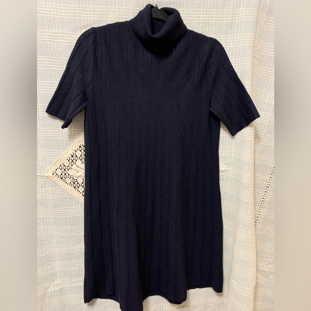 COS Dark Blue Mini Dress Wool Cozy Neutral Knits Everyday Essentials Small